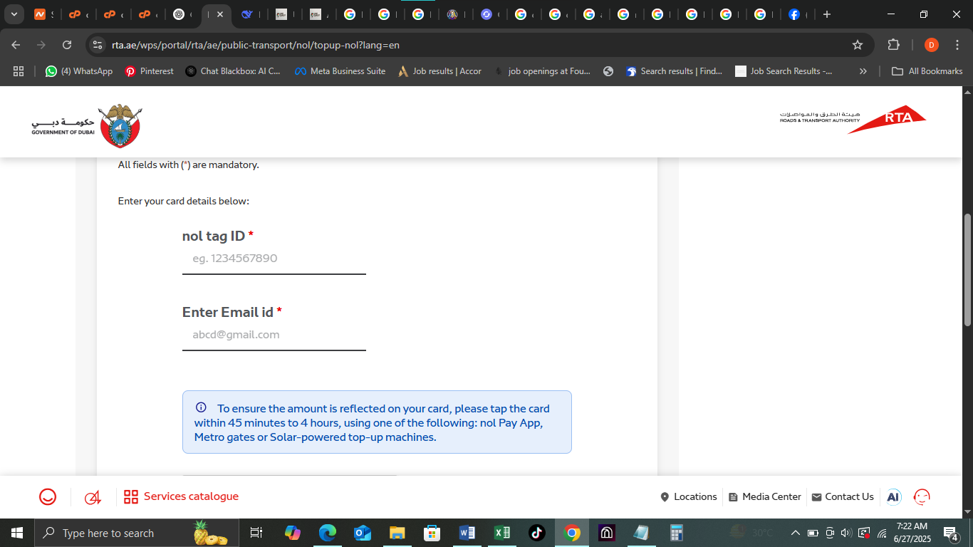 NOL Card Top-up Page