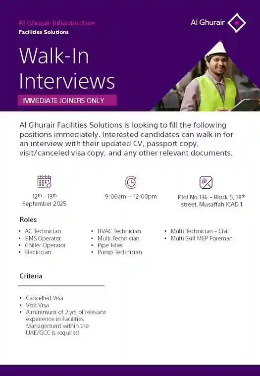 Official Al Ghurair Job Advertisement