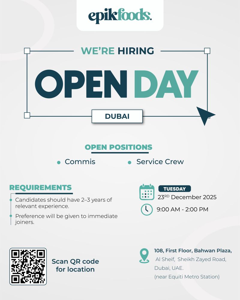 Walk-in Interview Advertisement - Epik Foods