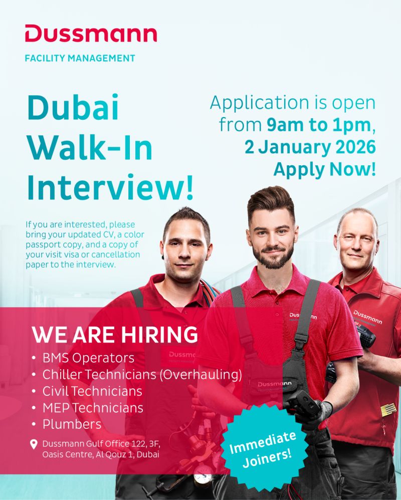 Walk-in Interview Advertisement - Dussmann Facility Management