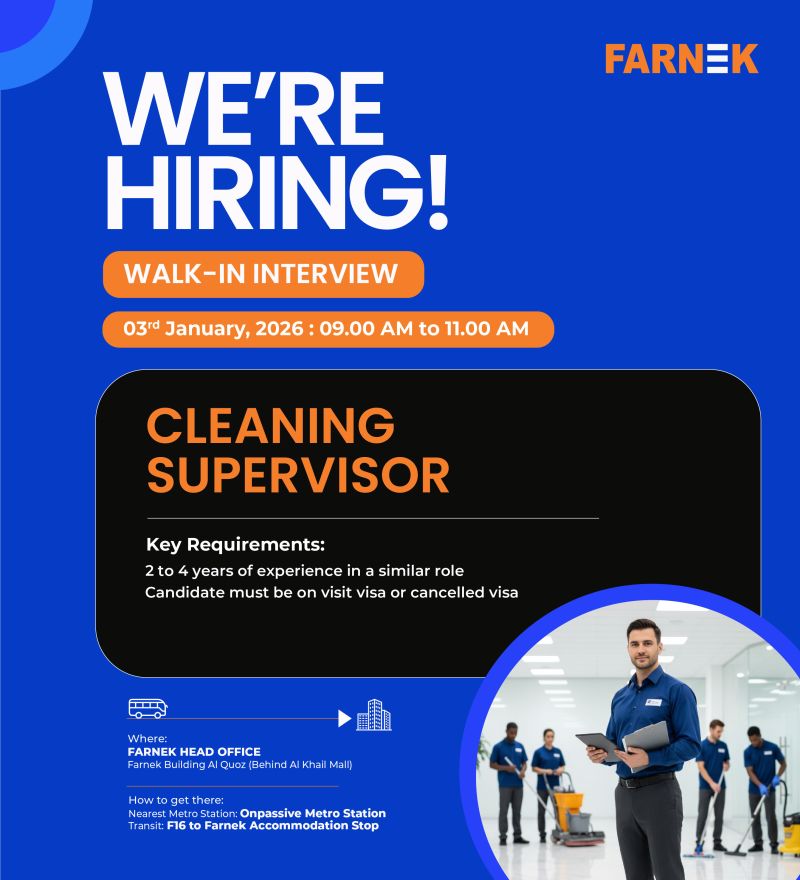 Walk-in Interview Advertisement - Farnek