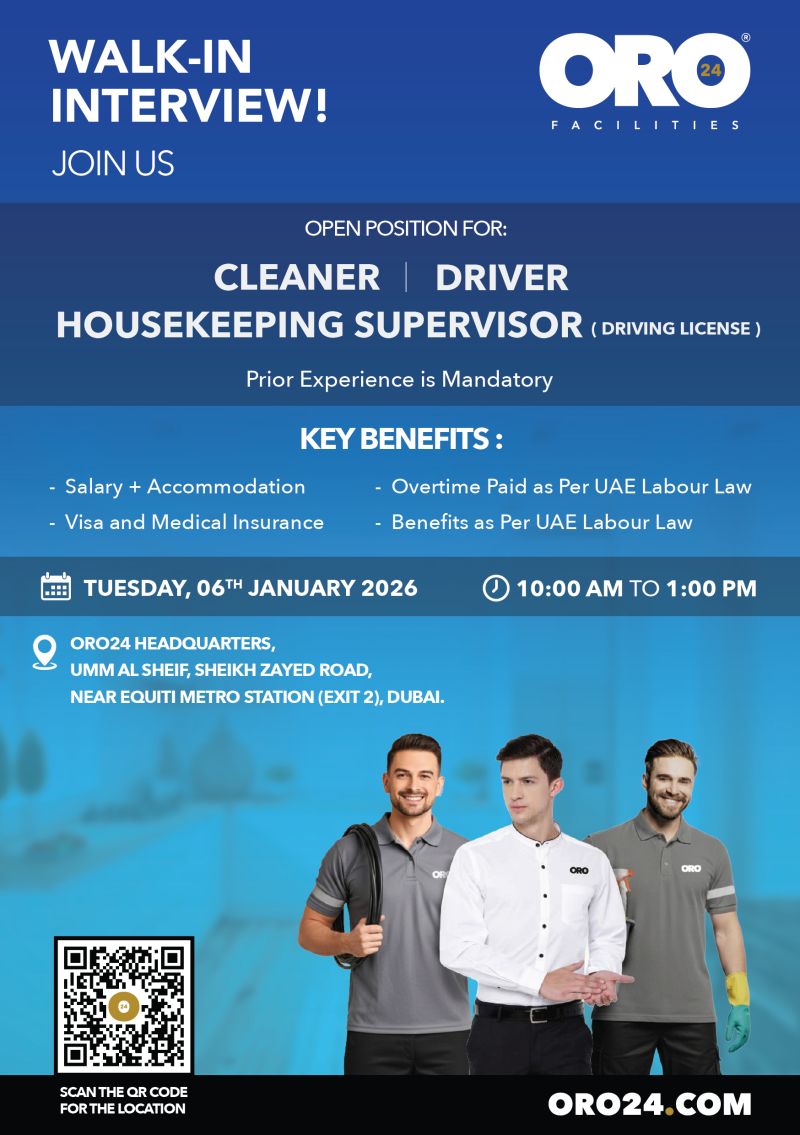 Walk-in Interview Advertisement - ORO24 Facilities